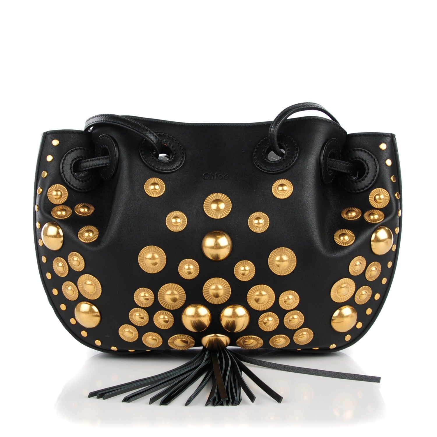 Chloe Lambskin Studded Small Inez Drawstring Bag Black 1 of 8