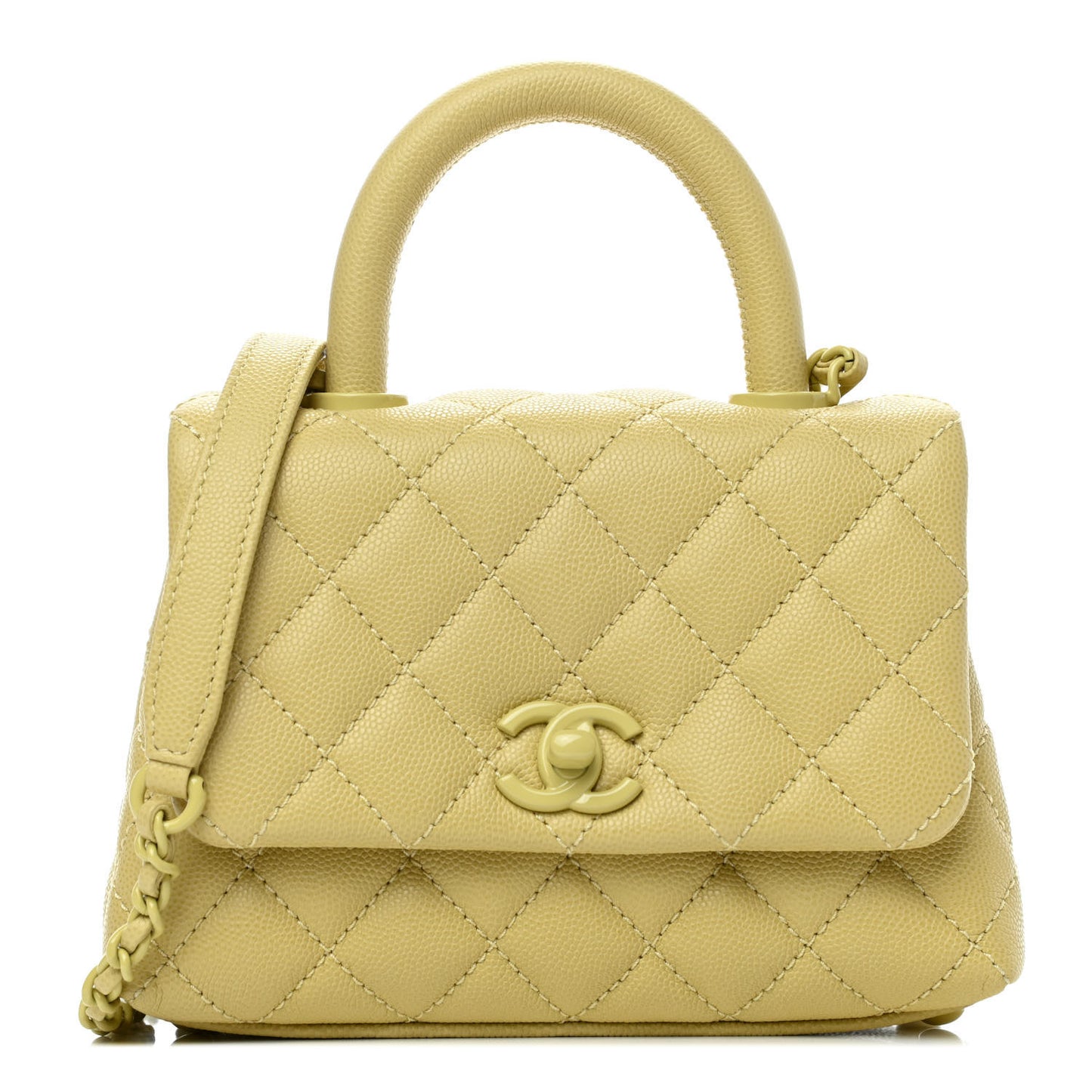 Caviar Quilted Incognito Extra Mini Coco Handle Flap Light Yellow