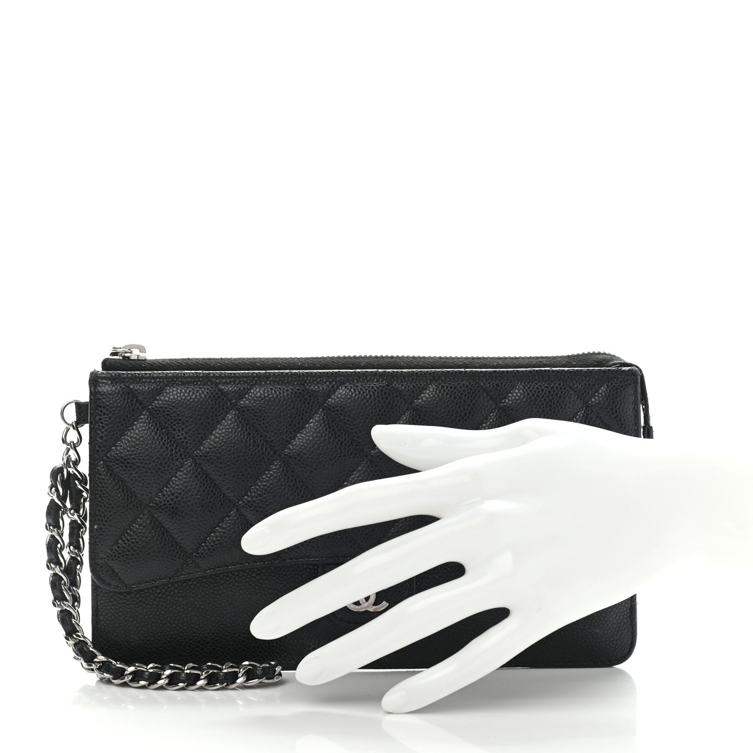 Chanel Caviar Quilted Classic Pouch With Handle Black 2 of 17
