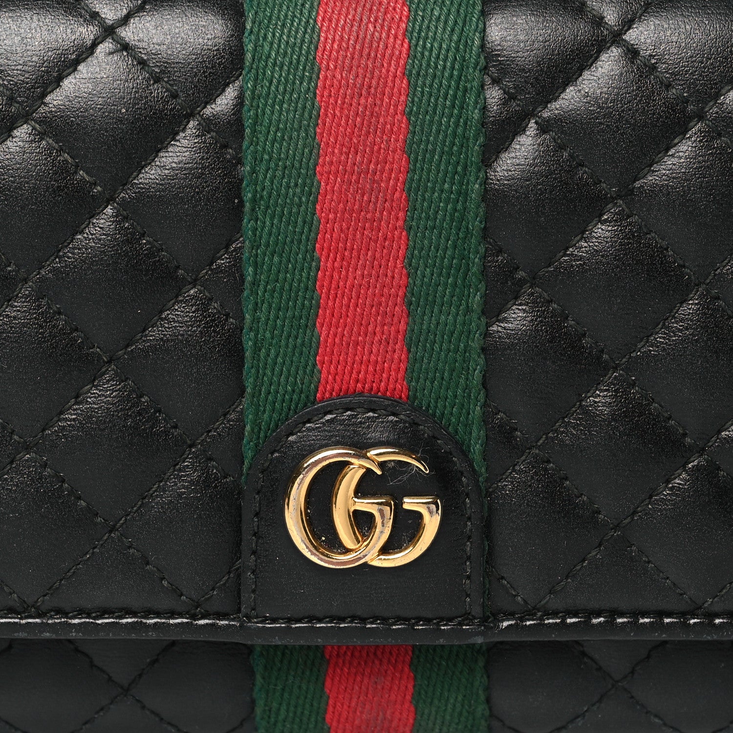 Gucci Calfskin Web Trapuntata GG Continental Wallet Black 8 of 12