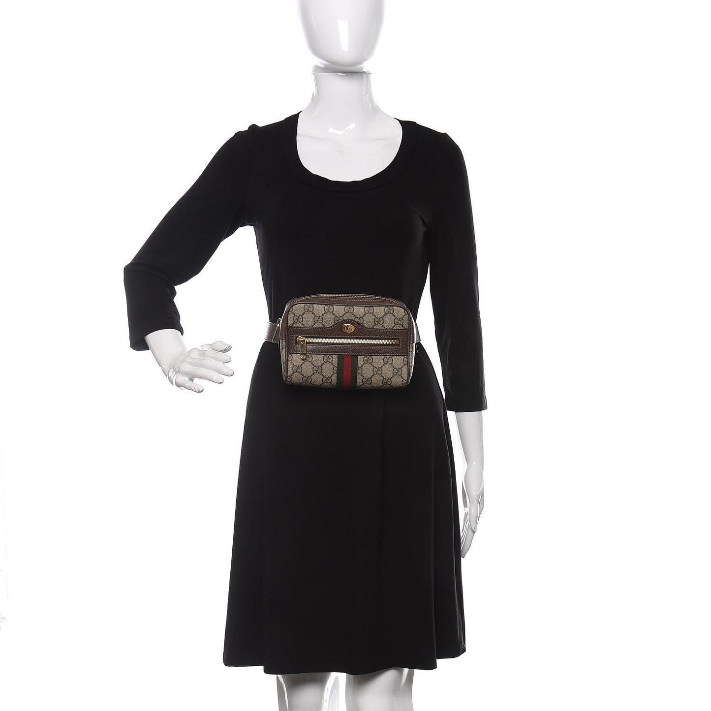 GG Supreme Monogram Web Small Ophidia Belt Bag 75 30 Dark Brown