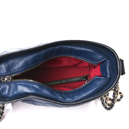 Chanel Aged Calfskin Quilted Small Gabrielle Hobo Navy Black 5 of 10