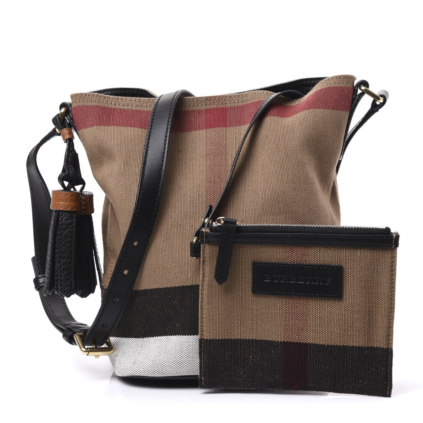 Canvas Mega Check Mini Ashby Tassel Crossbody Black