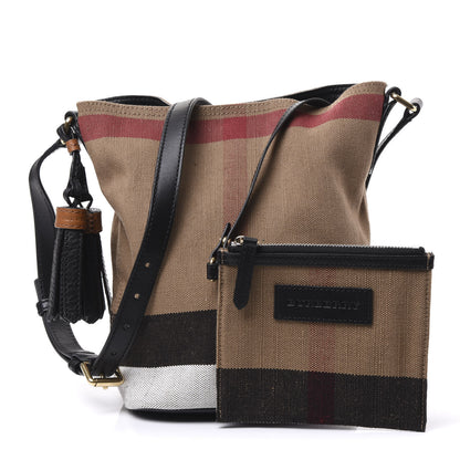 Burberry Canvas Mega Check Mini Ashby Tassel Crossbody Black 1 of 11