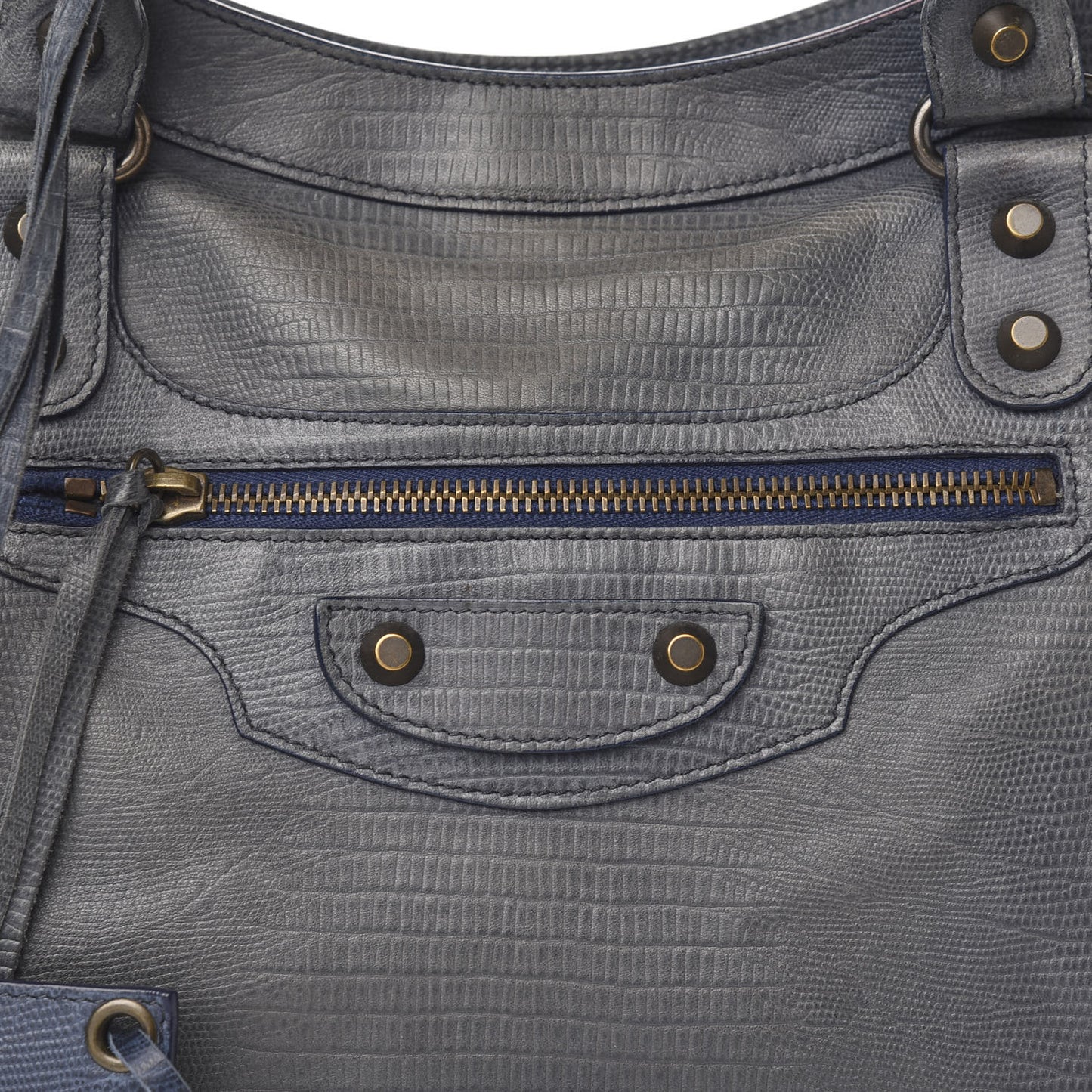 Agneau Classic Hardware Lizard Embossed City Dark Night