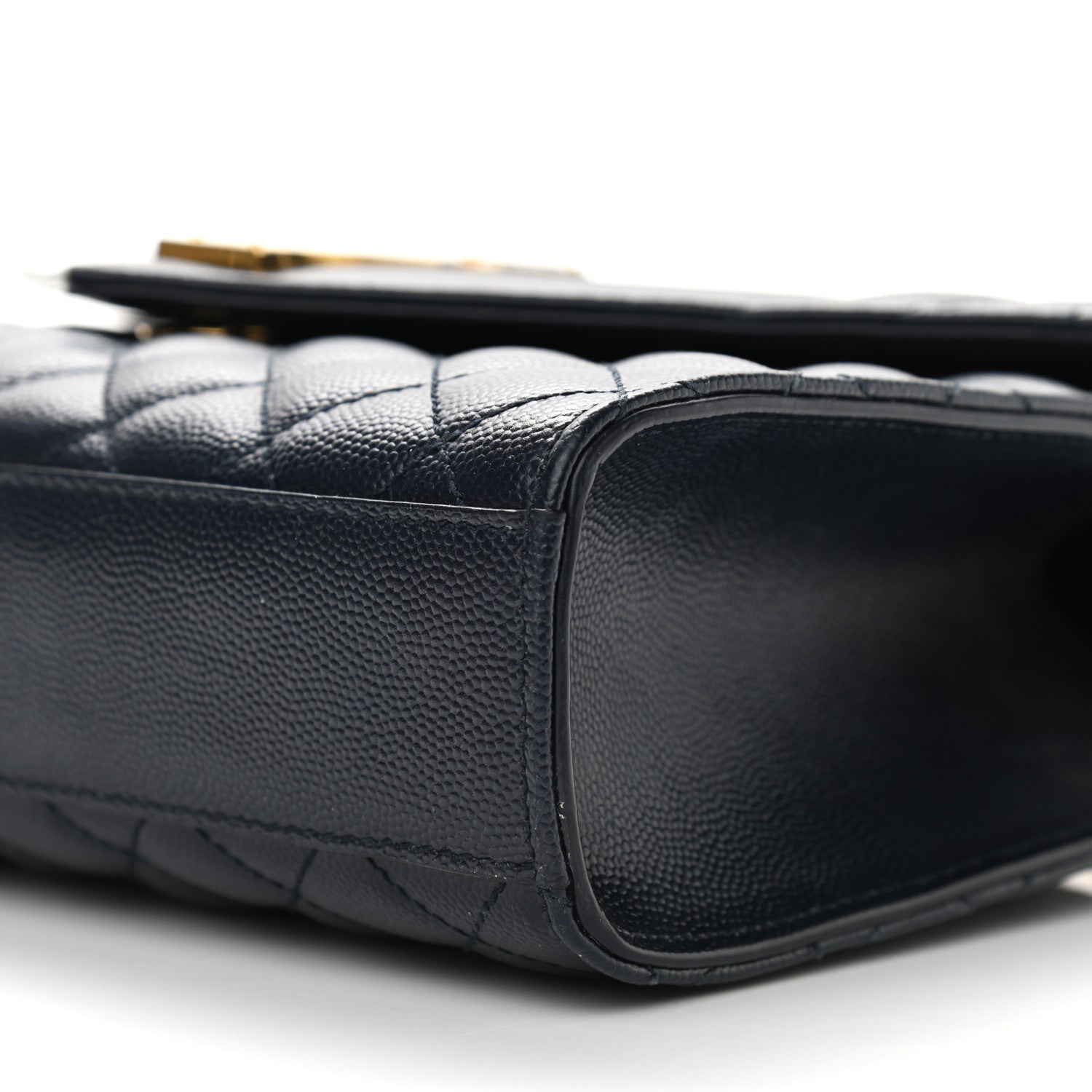 Saint Laurent Grain De Poudre Textured Mixed Matelasse Triquilt Medium Monogram Satchel Deep Marine 9 of 15