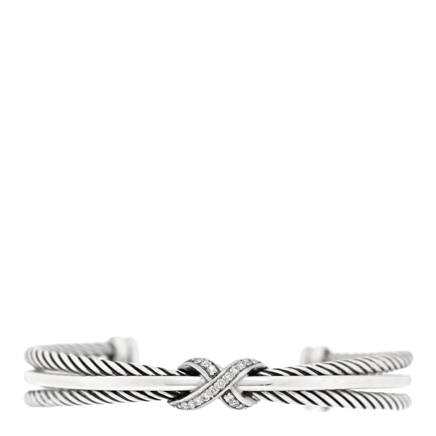 Sterling Silver Diamond 7mm Crossover X Bracelet