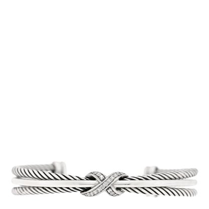 David Yurman Sterling Silver Diamond 7mm Crossover X Bracelet 1 of 3