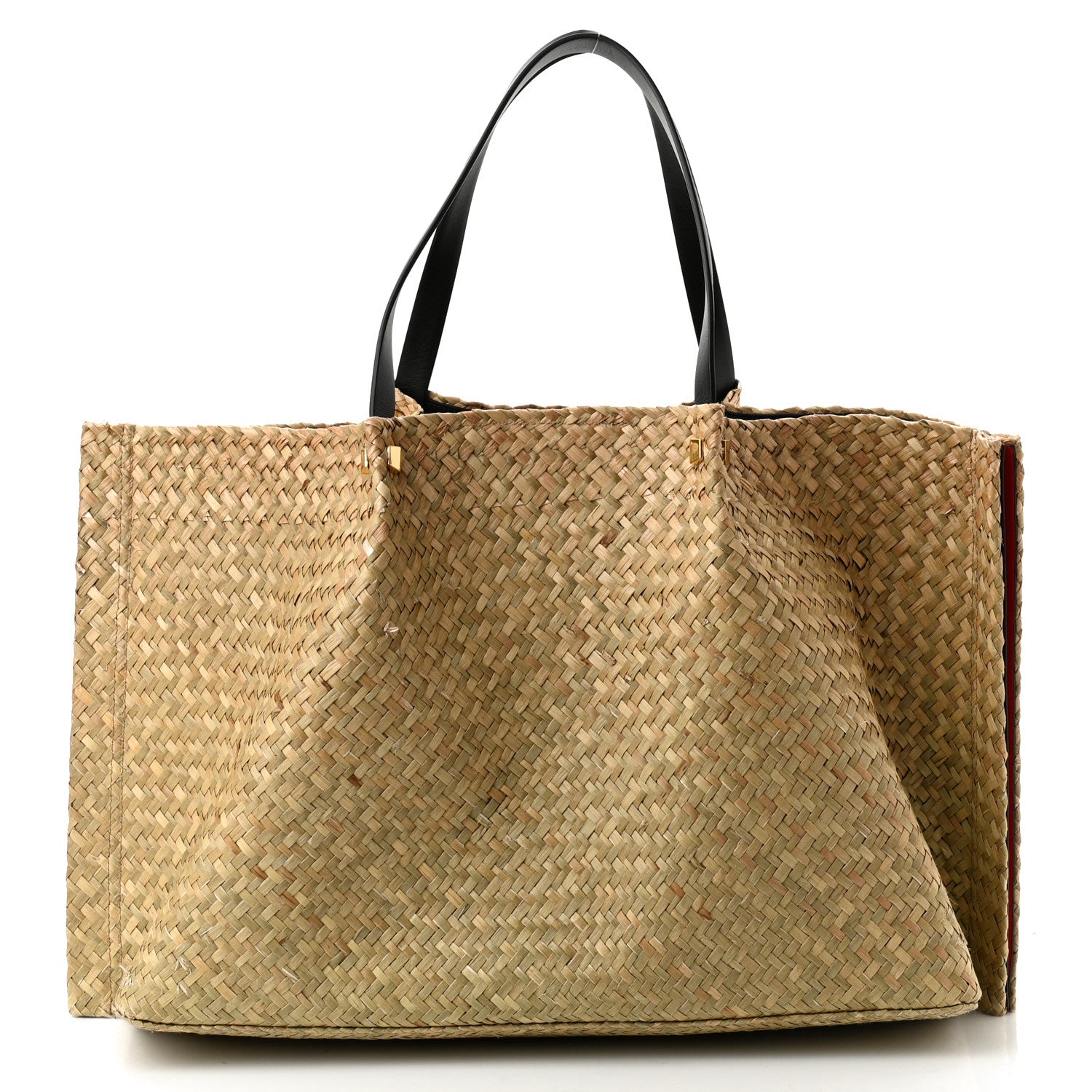 Valentino Garavani Raffia Large Vlogo Escape Shopper Natural Black Rouge 3 of 11