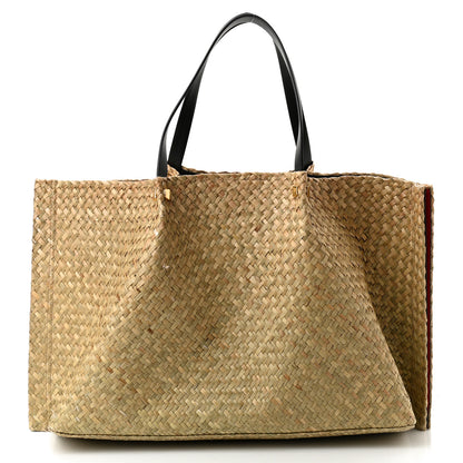 Valentino Garavani Raffia Large Vlogo Escape Shopper Natural Black Rouge 3 of 11