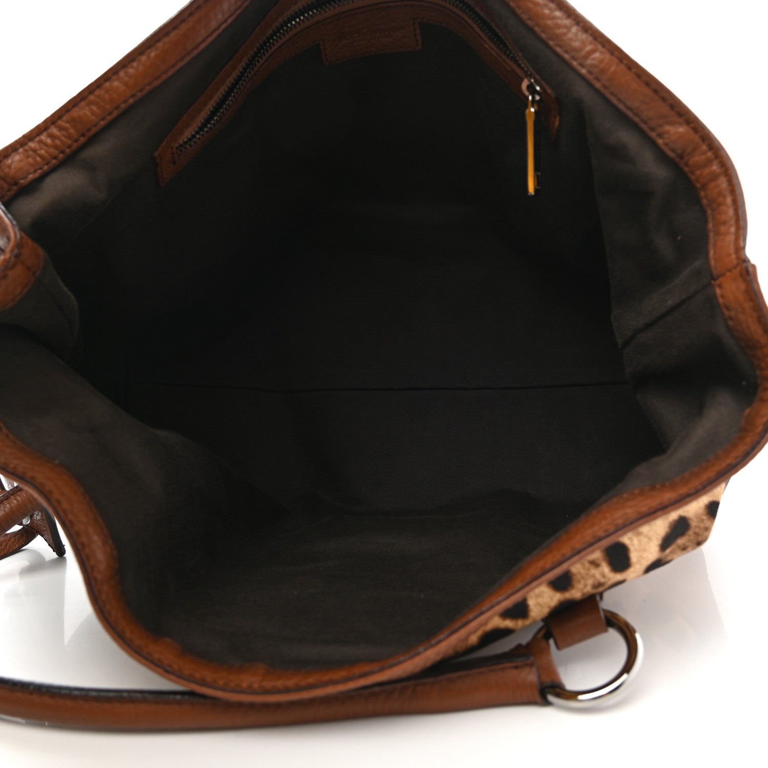 Dolce & Gabbana Leopard Print Canvas Calfskin Animalier Shoulder Bag Brown 5 of 13