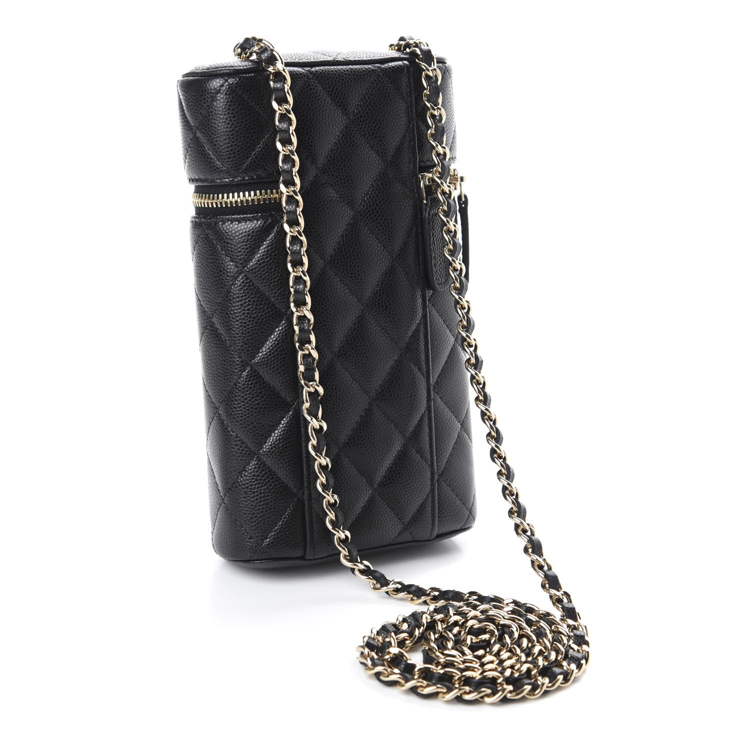 Chanel Caviar Quilted Phone Holder With Chain Black 3 of 10