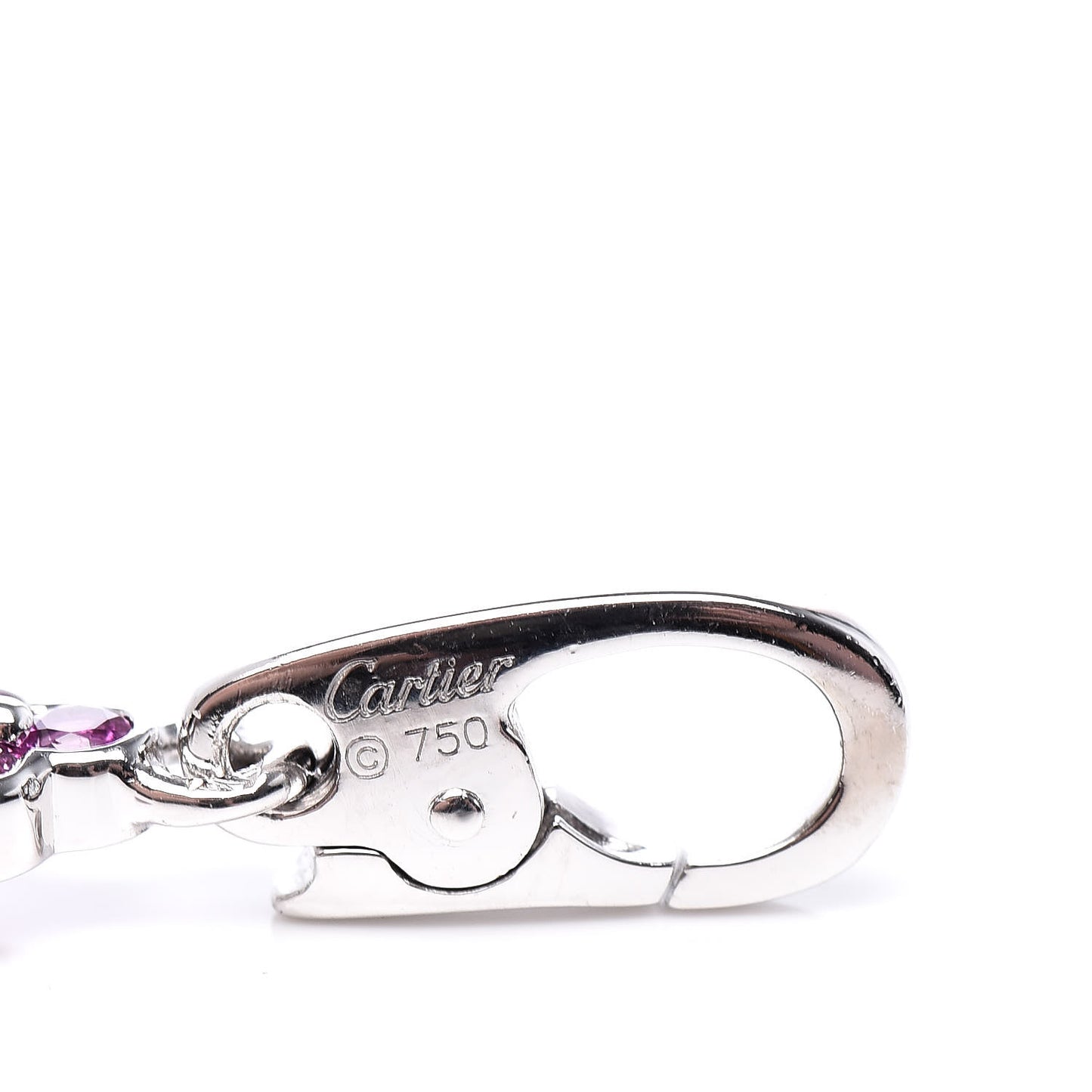 18K White Gold Diamond Pink Sapphire Cross Charm