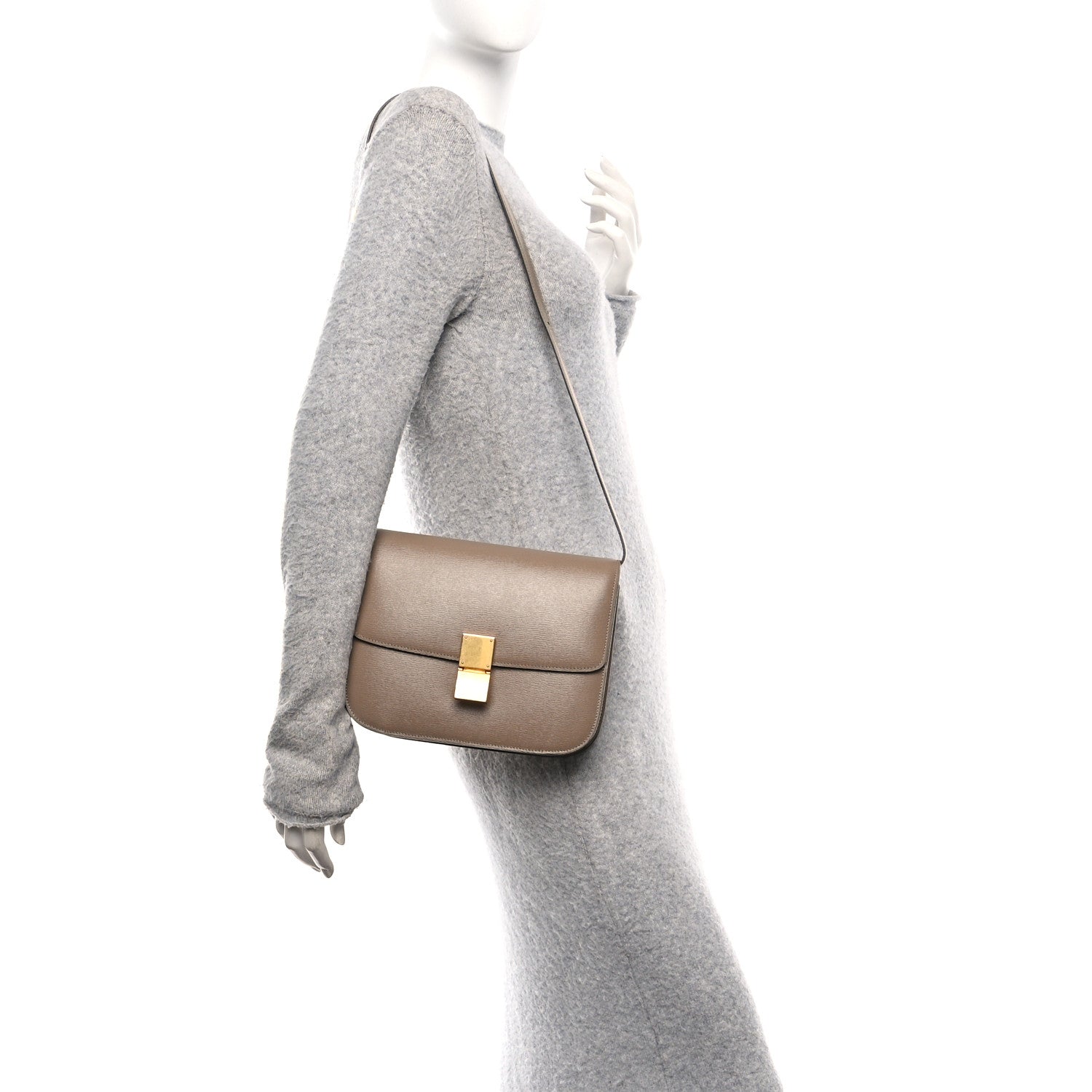 Celine Liege Calfskin Medium Classic Box Flap Bag Taupe 2 of 11