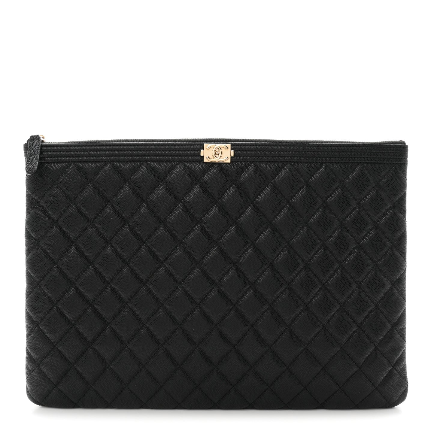 Caviar Quilted Large Boy Cosmetic Case Black Black