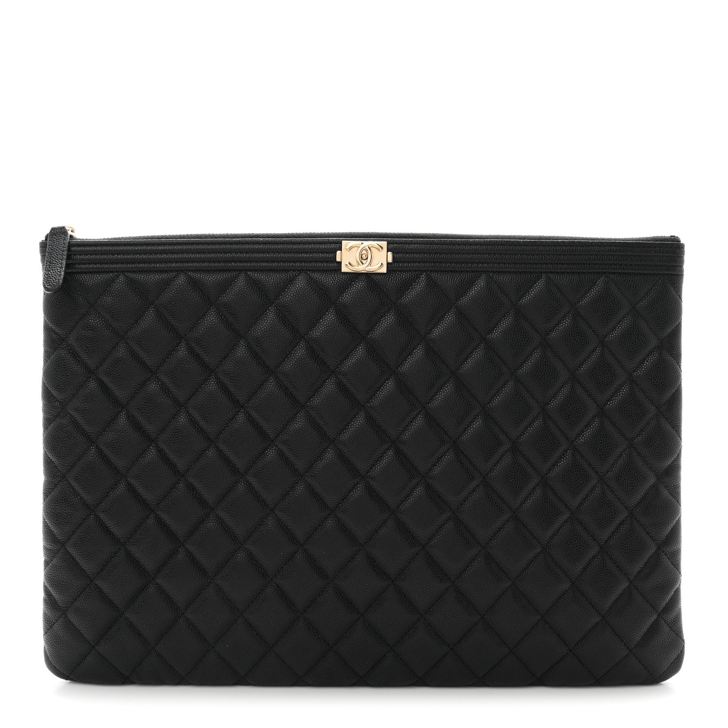 Chanel Caviar Quilted Large Boy Cosmetic Case Black Black 1 of 7