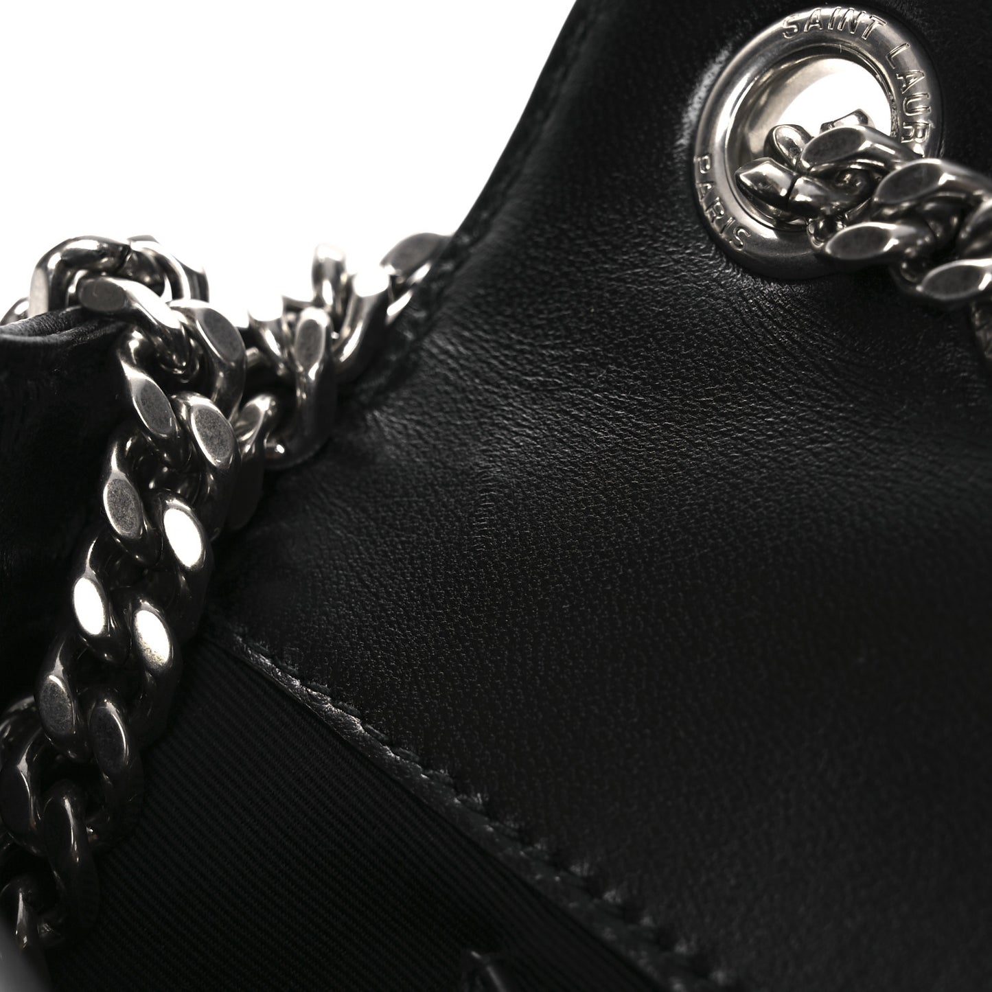 Lambskin Chevron Quilted Small Loulou Black