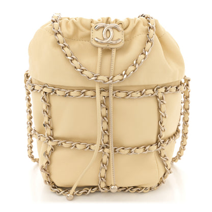 Chanel Lambskin Bucket Chain Drawstring Bag Yellow 1 of 11