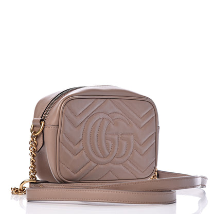 Gucci Calfskin Matelasse Mini GG Marmont Chain Shoulder Bag Porcelain Rose 3 of 11