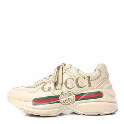 Gucci Calfskin Logo Womens Rhyton Sneakers 37 Ivory 1 of 9