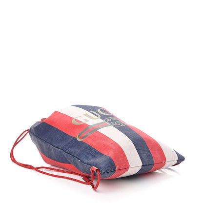 Gucci Canvas Logo Sylvie Stripe Drawstring Backpack Red 4 of 10