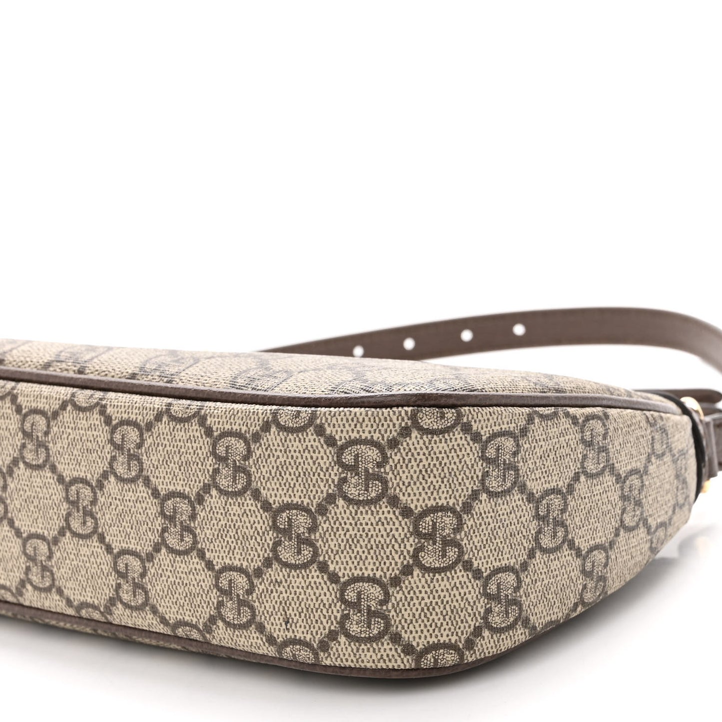 GG Supreme Monogram Textured Dollar Calfskin Small Ophidia Hobo Beige Ebony New Acero