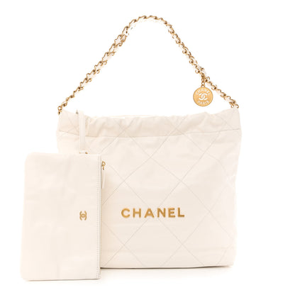 Chanel Shiny Calfskin Quilted Small Chanel 22 White 1 of 12