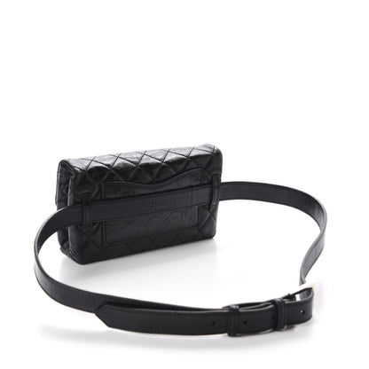 Chanel Glazed Calfskin Quilted 2.55 Reissue Flap Belt Bag Clutch 85 34 Black 3 of 10