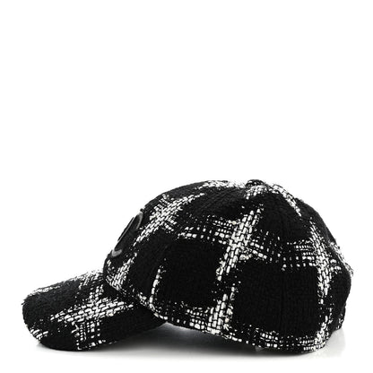 Chanel Tweed Cap Hat M Black White 4 of 8