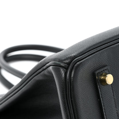 Hermes Epsom Horseshoe Birkin 35 Black Bleu Nuit 13 of 18