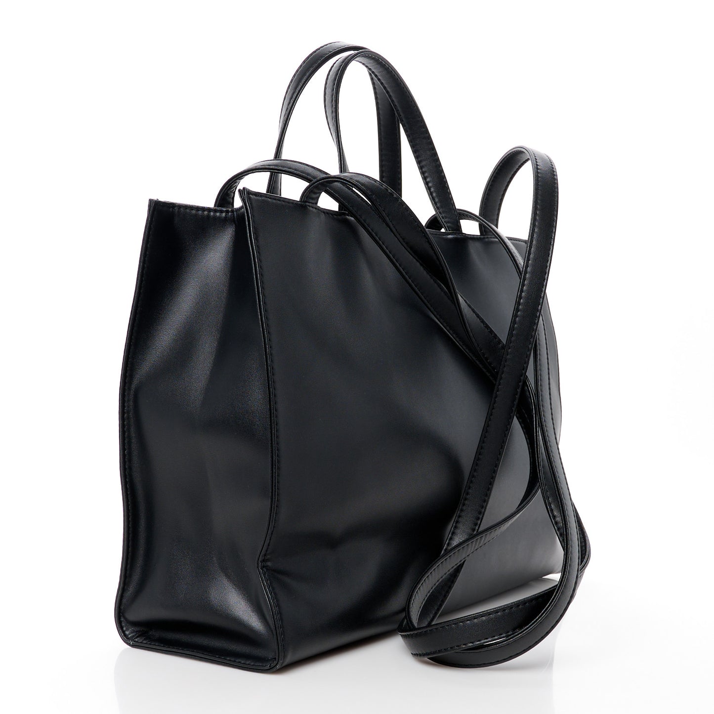 Vegan Leather Medium Shopping Bag Black