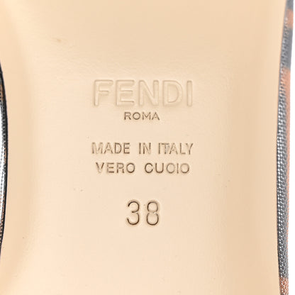 Fendi Mesh FF Skimmer Ballerina Flats 38 Tobacco Moro Black 7 of 7