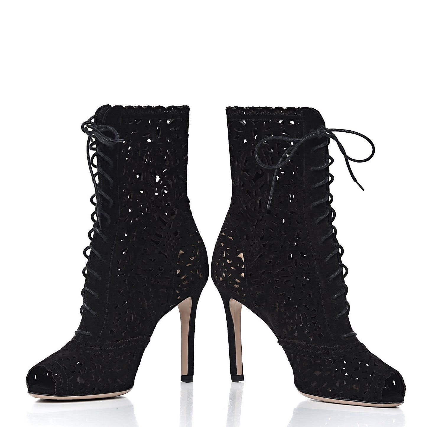 Suede Laser Cut Boots 37 Black