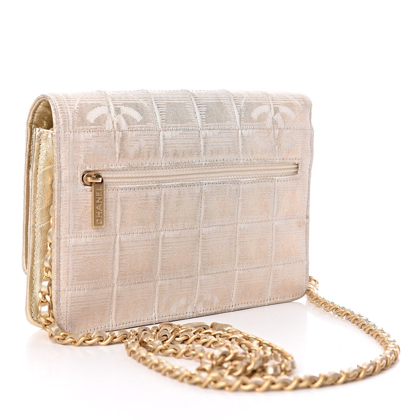 Nylon Travel Wallet On Chain WOC Metallic Gold