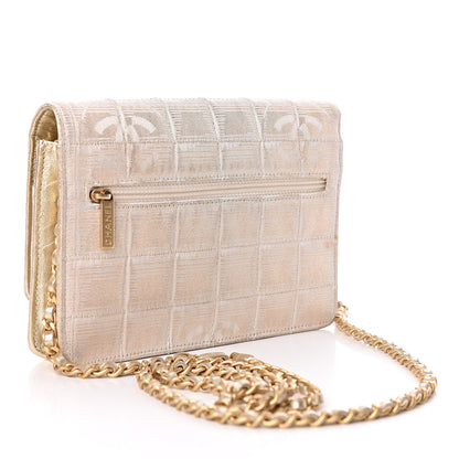 Chanel Nylon Travel Wallet On Chain WOC Metallic Gold 3 of 15