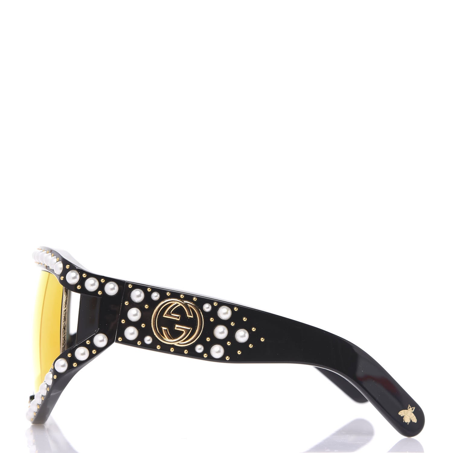 Gucci Acetate Pearl Rectangular Frame Sunglasses GG0234S Black Orange 3 of 8