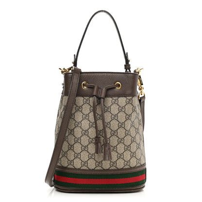 Gucci GG Supreme Monogram Web Small Ophidia Bucket Bag Brown 1 of 11