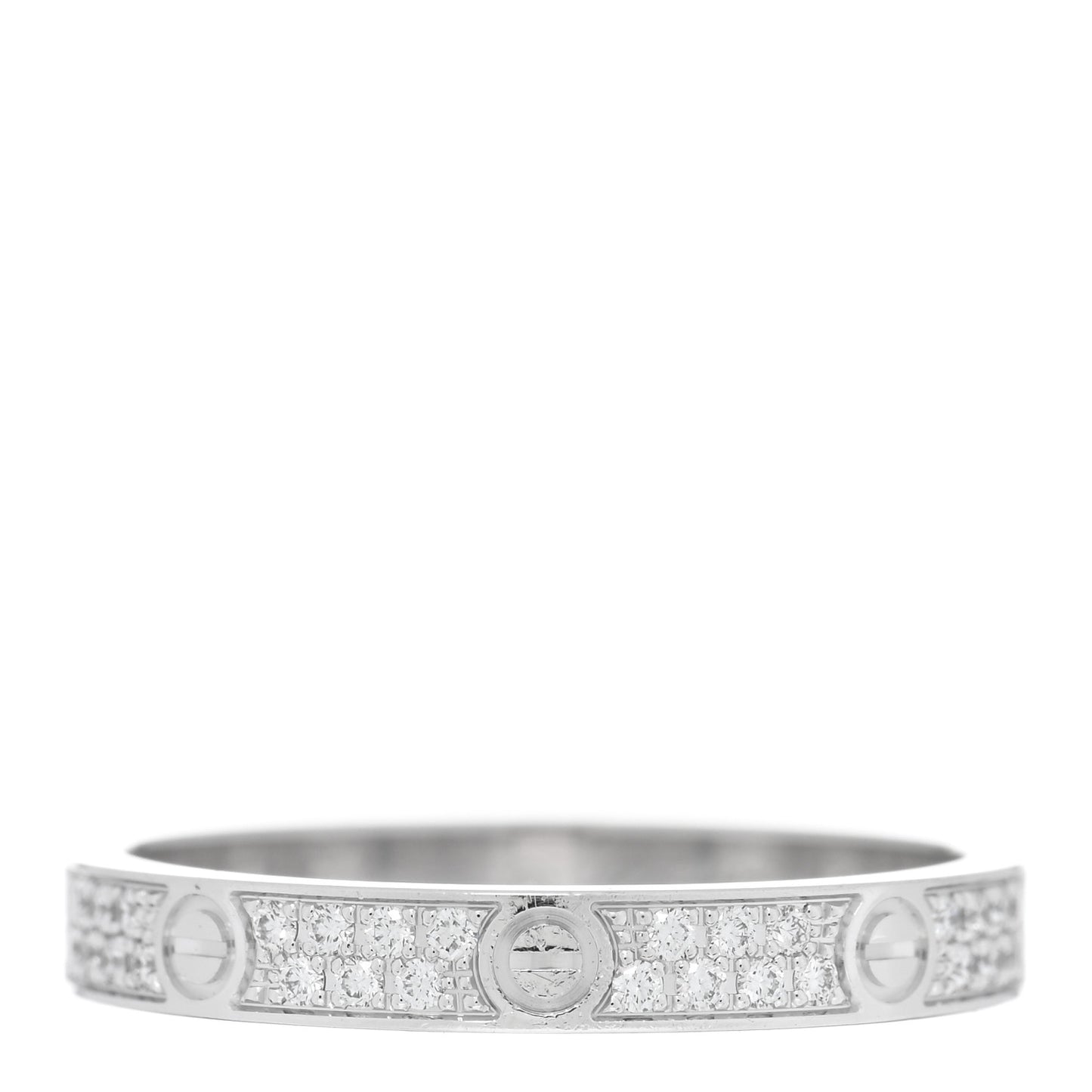18K White Gold Diamond 2.6mm LOVE Paved Band Ring 48 4.5
