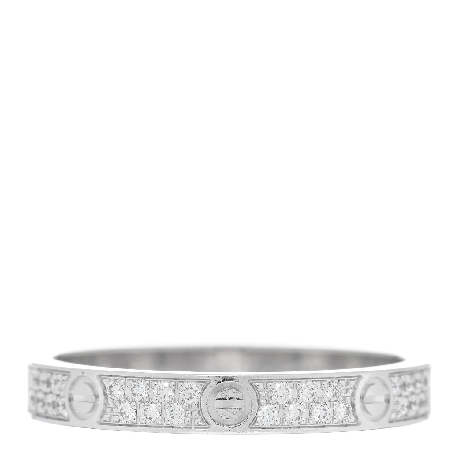Cartier 18K White Gold Diamond 2.6mm LOVE Paved Band Ring 48 4.5 1 of 4