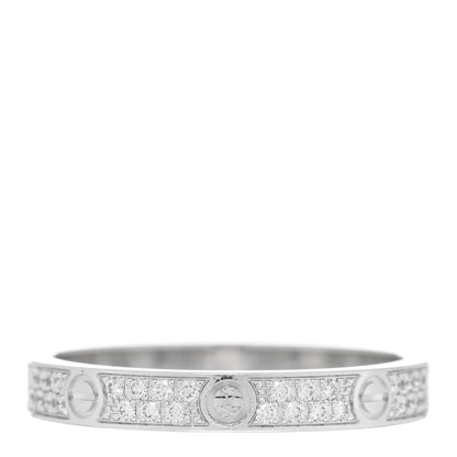 Cartier 18K White Gold Diamond 2.6mm LOVE Paved Band Ring 48 4.5 1 of 4