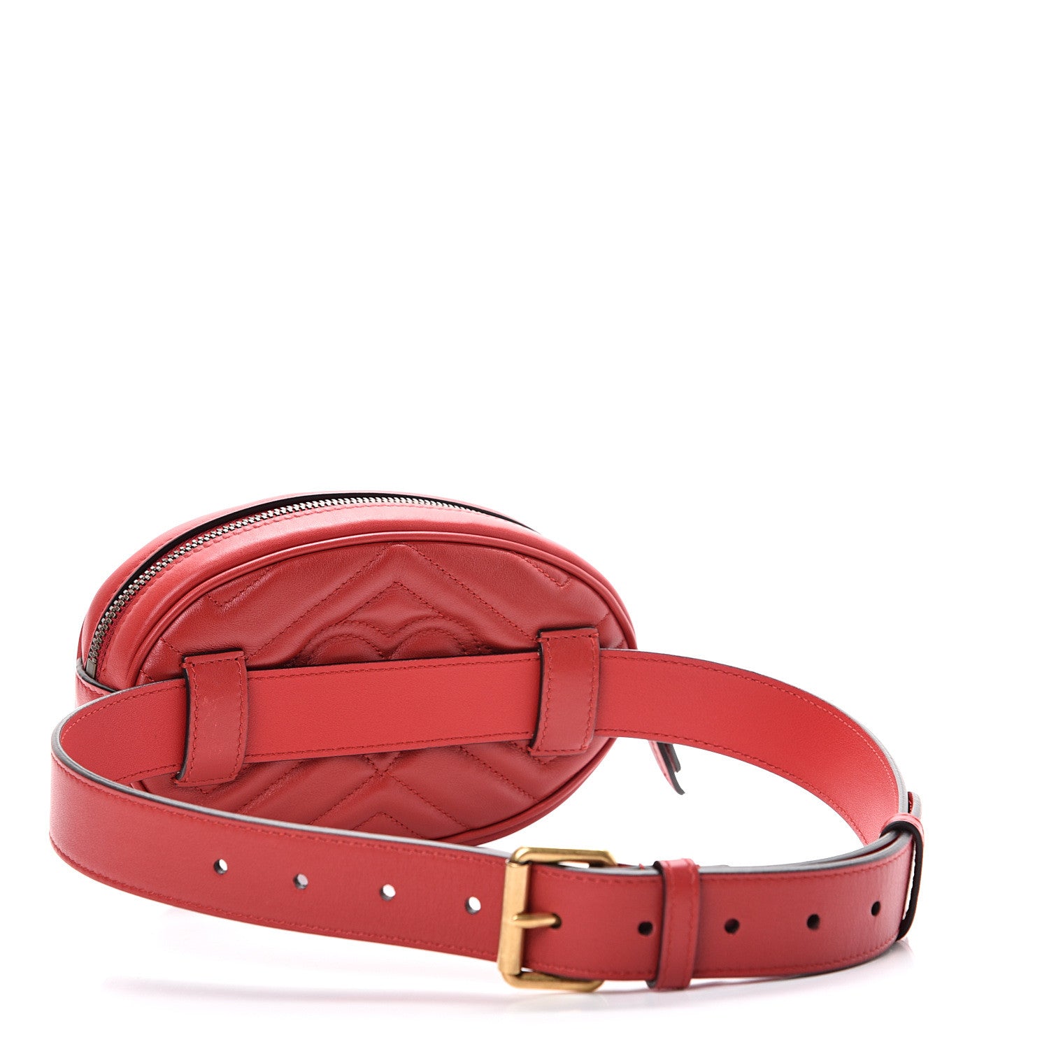 Gucci Calfskin Matelasse GG Marmont Belt Bag 75 30 Hibiscus Red 2 of 14