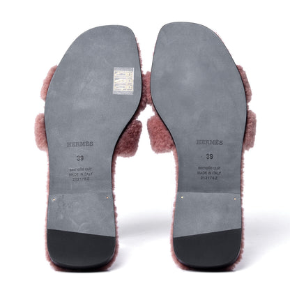 Hermes Woolskin Oran Sandals 39 Rose Aube 5 of 6