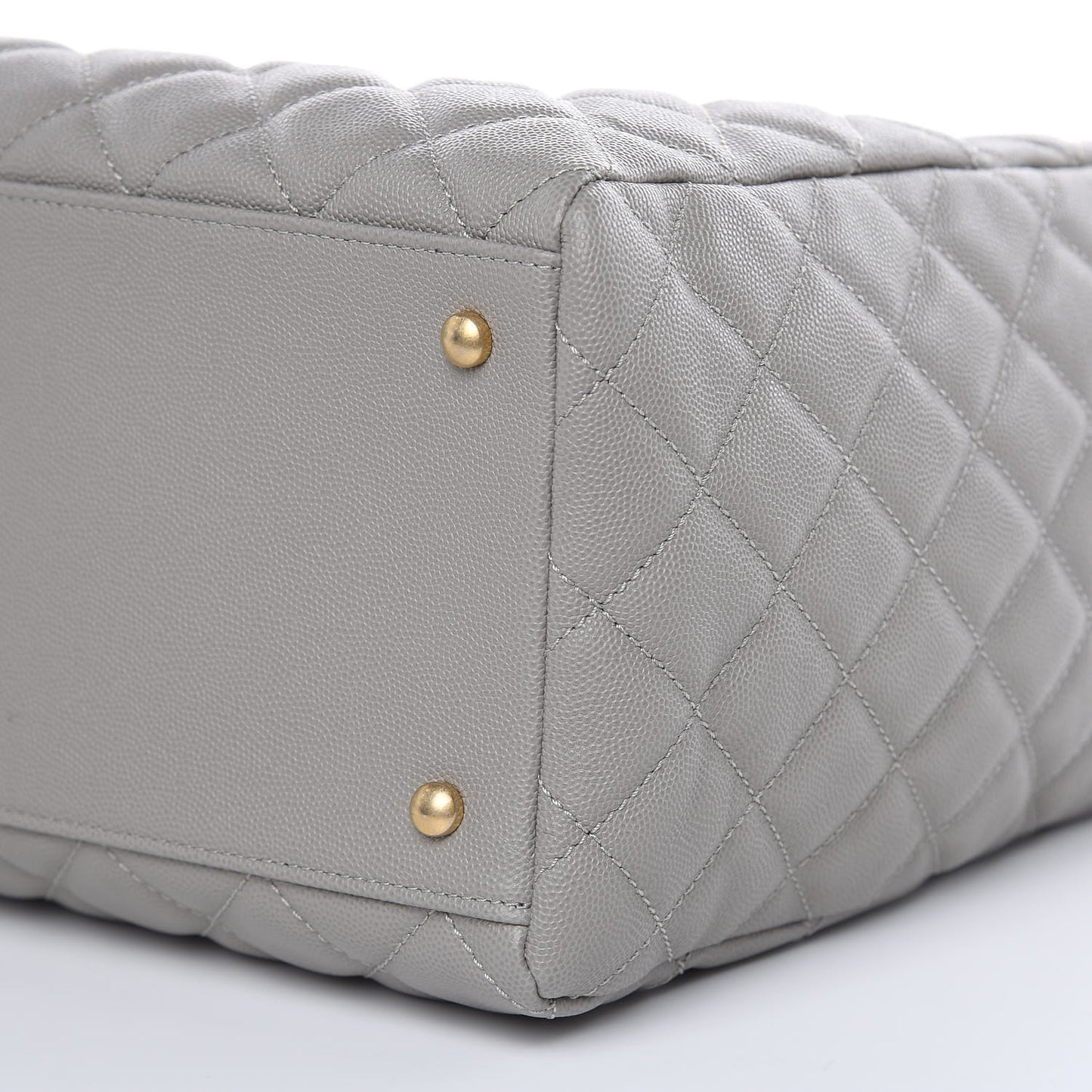 Caviar Quilted Large Coco Handle Shopping Tote Grey