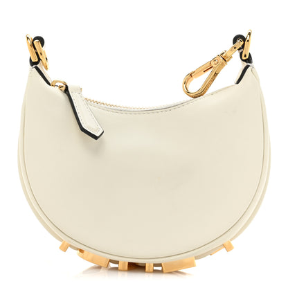 Fendi Vitello Grace Matte Nano Fendigraphy Hobo Charm White Ice 1 of 10