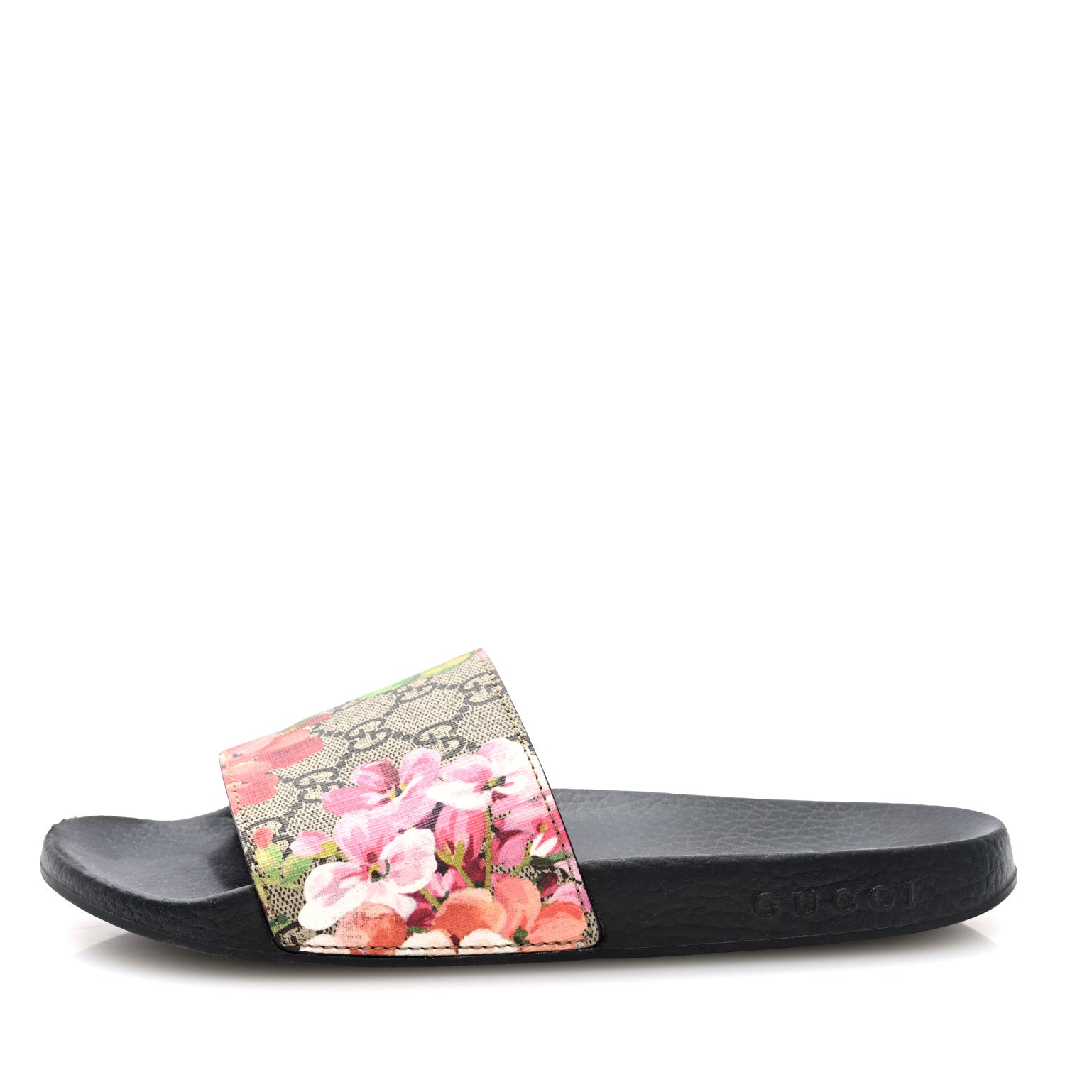 Gucci GG Supreme Monogram Blooms Slide Sandals 38 Beige Multicolor 1 of 8