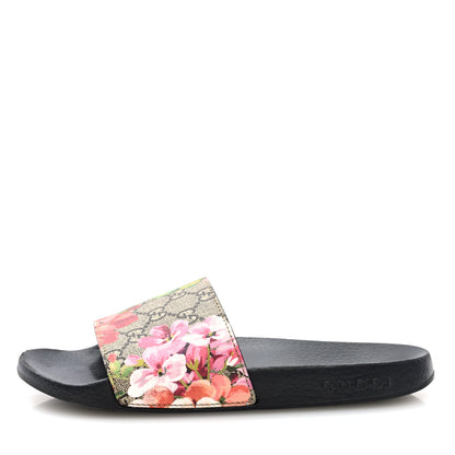 Gucci GG Supreme Monogram Blooms Slide Sandals 38 Beige Multicolor 1 of 8