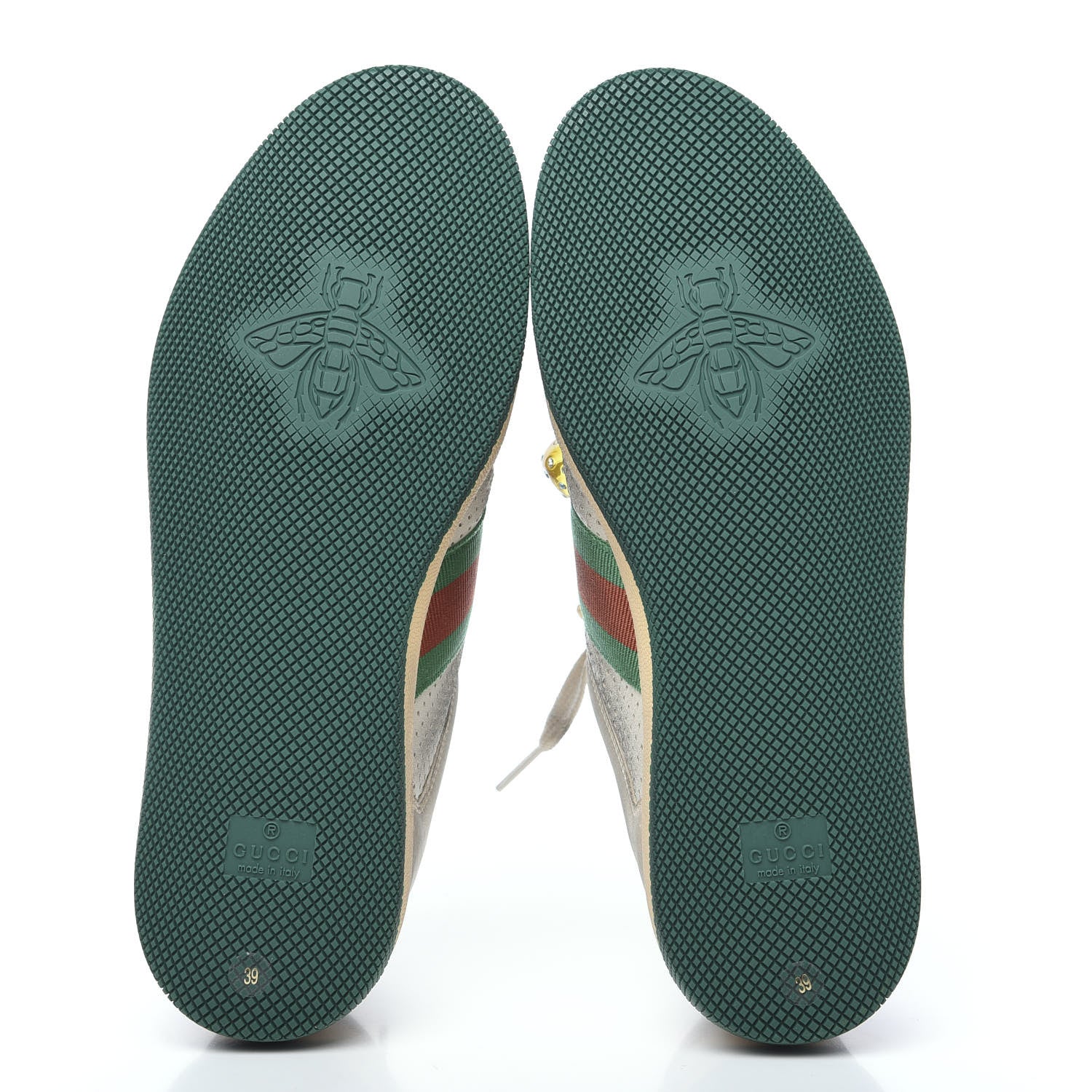 Gucci Nubuck Web Cherries Womens Screener Sneakers 39 Dusty Milk White Vintage Green 5 of 9