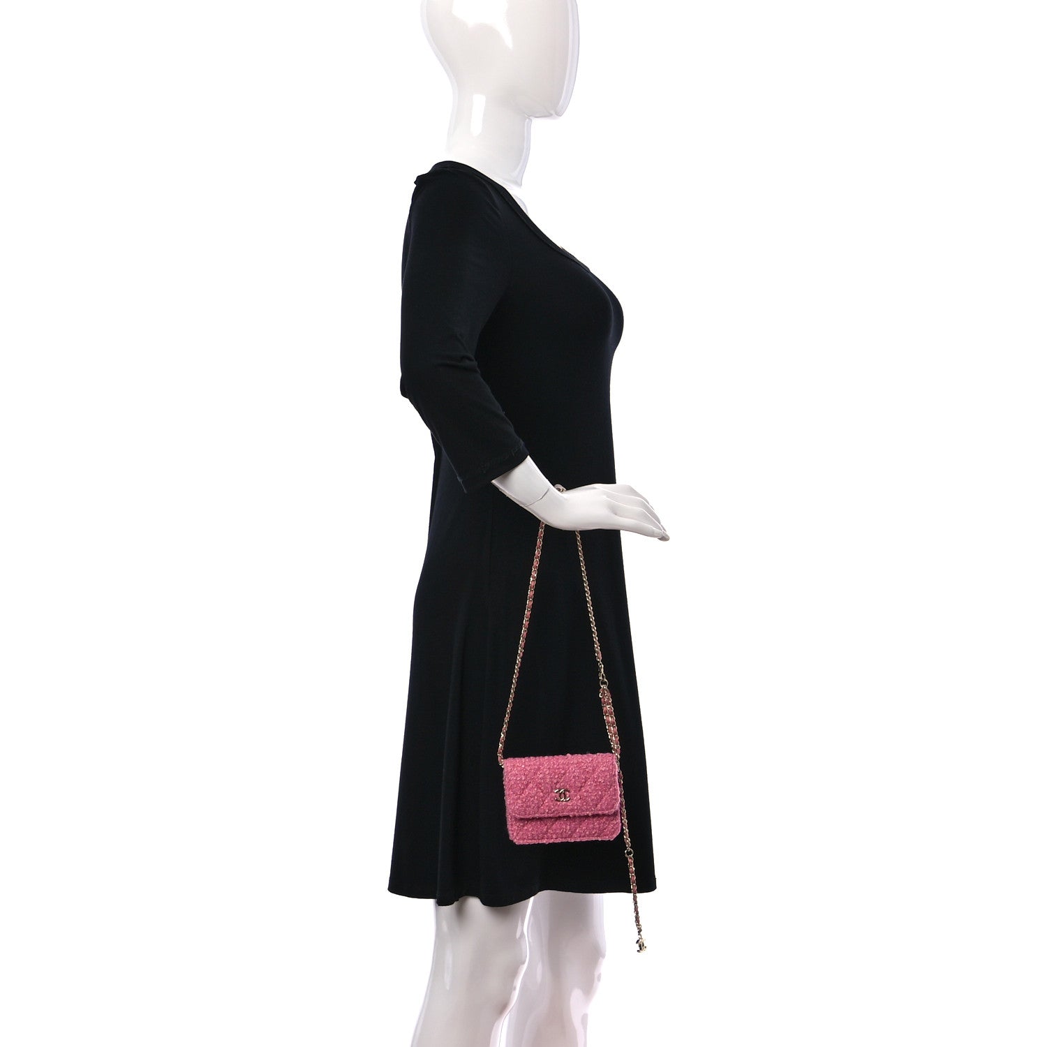 Chanel Tweed Quilted Flap Chain Waist Bag Pink 2 of 8