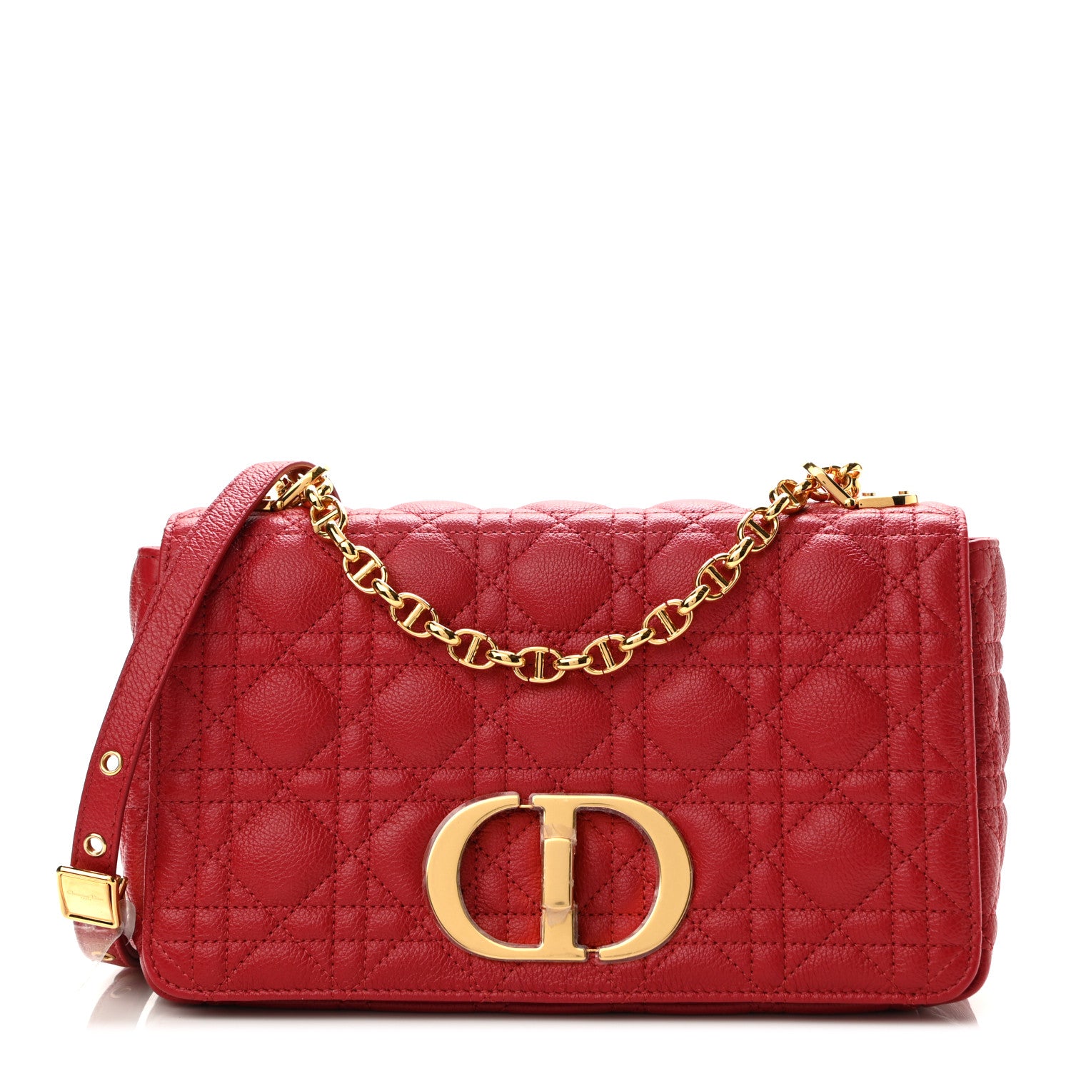 Christian Dior Calfskin Cannage Medium Caro Bag Red 1 of 10