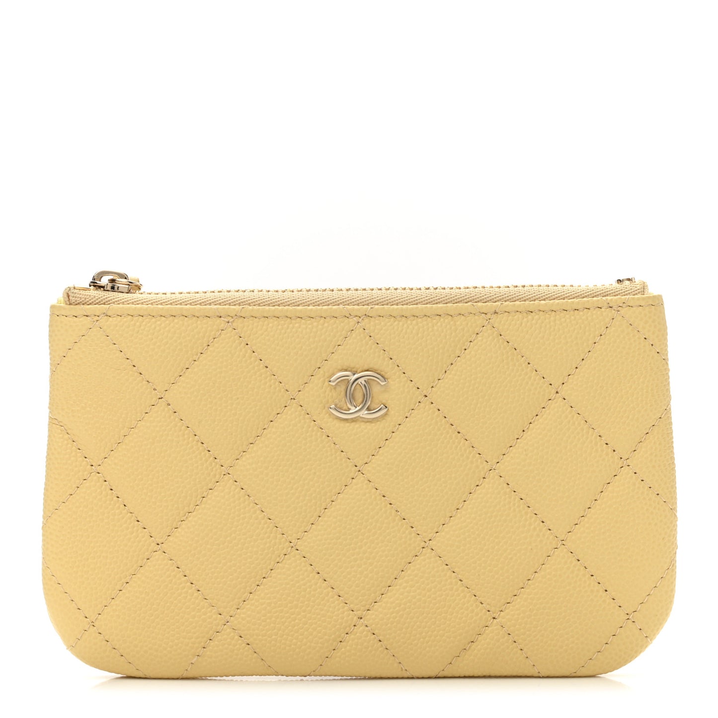 Caviar Quilted Small Cosmetic Case Yellow